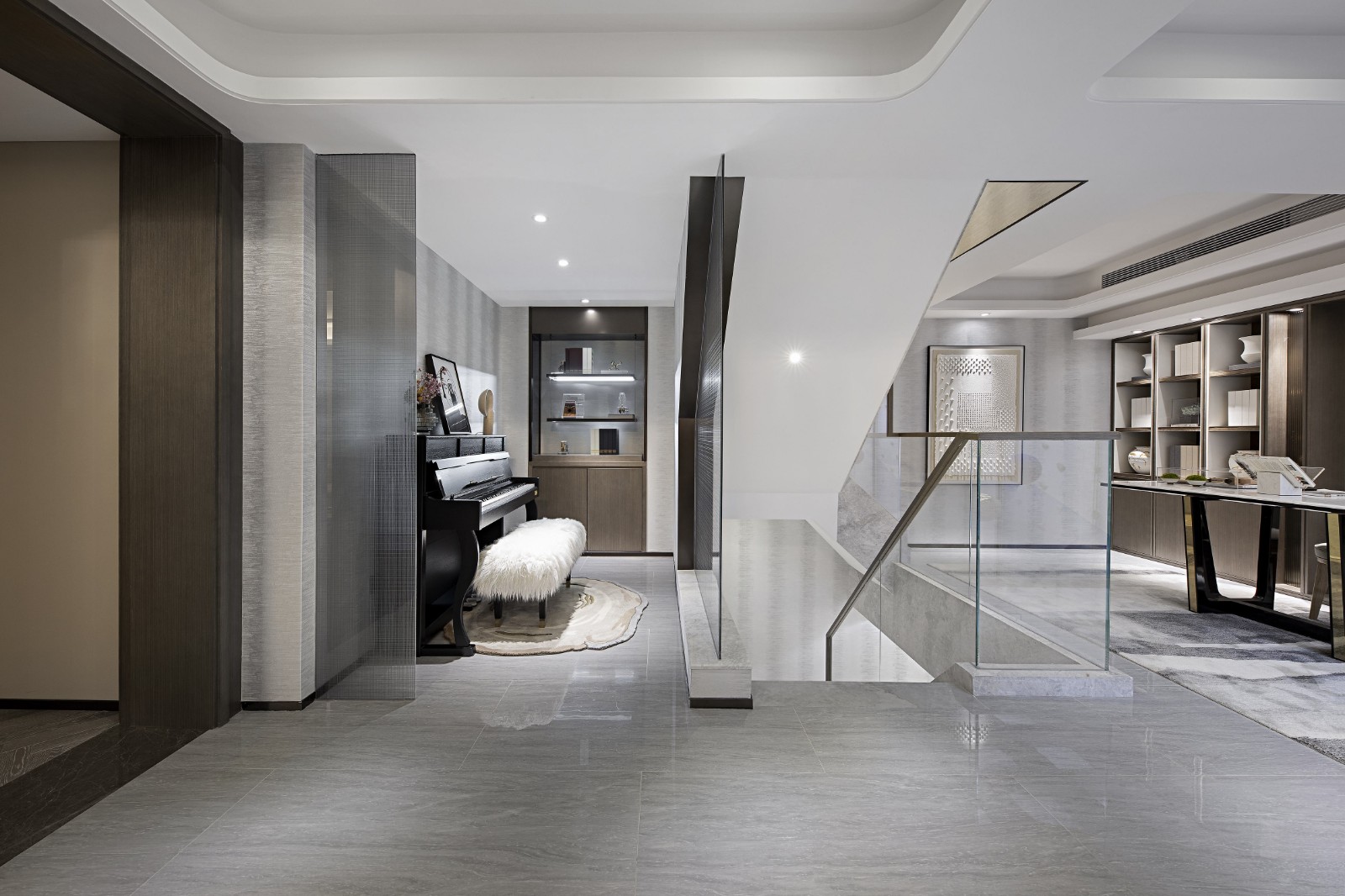 現代輕奢風格別墅室內設計家裝案例-樓梯間 現代輕奢風格別墅室內設計家裝案例-樓梯間