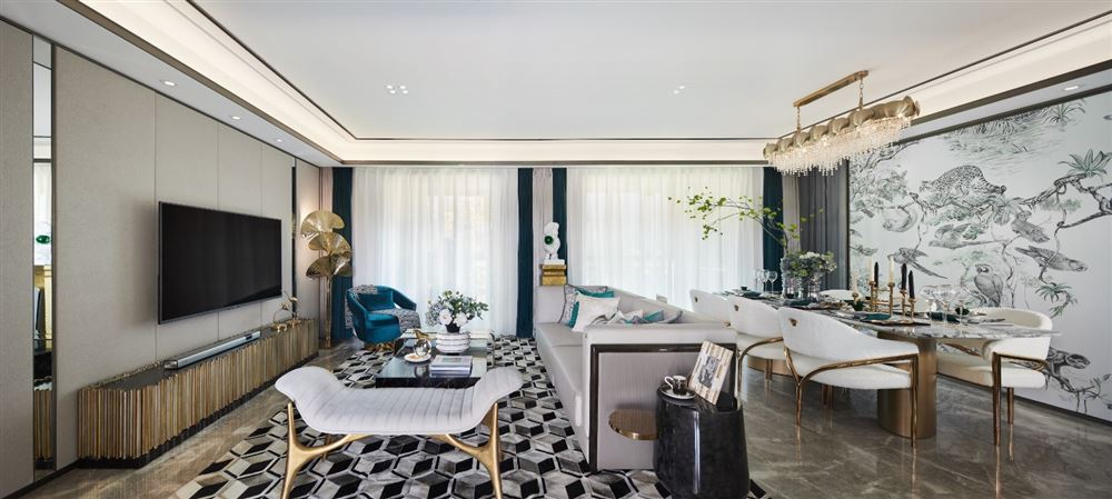 自貢市橋頭鎮新街東樓1-2號新中式風格四居室裝修案例