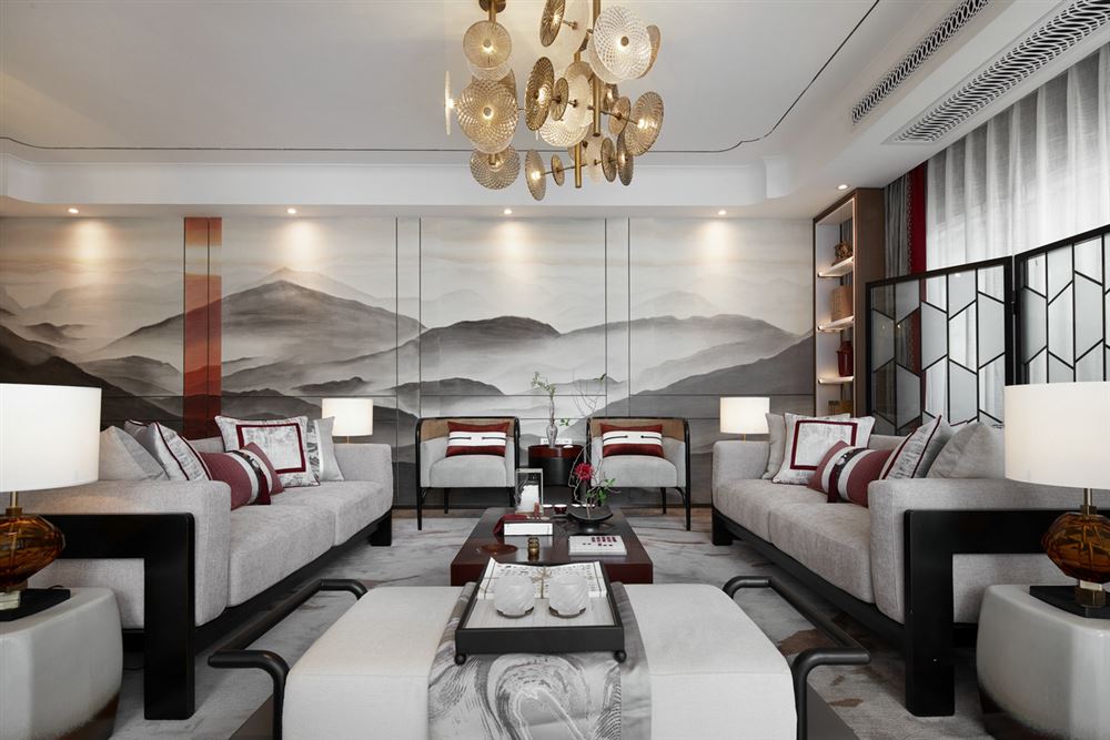 佛山市招商城市主場新中式風格復式裝修案例