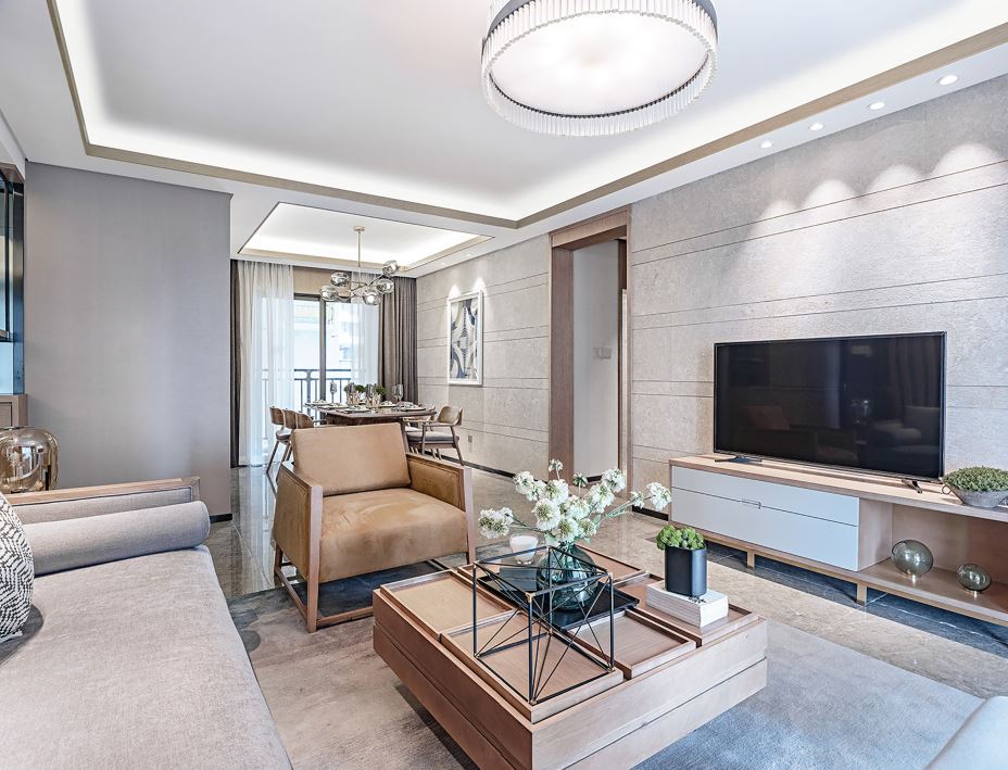 江門市敏捷·云錦輕奢風格三居室裝修案例