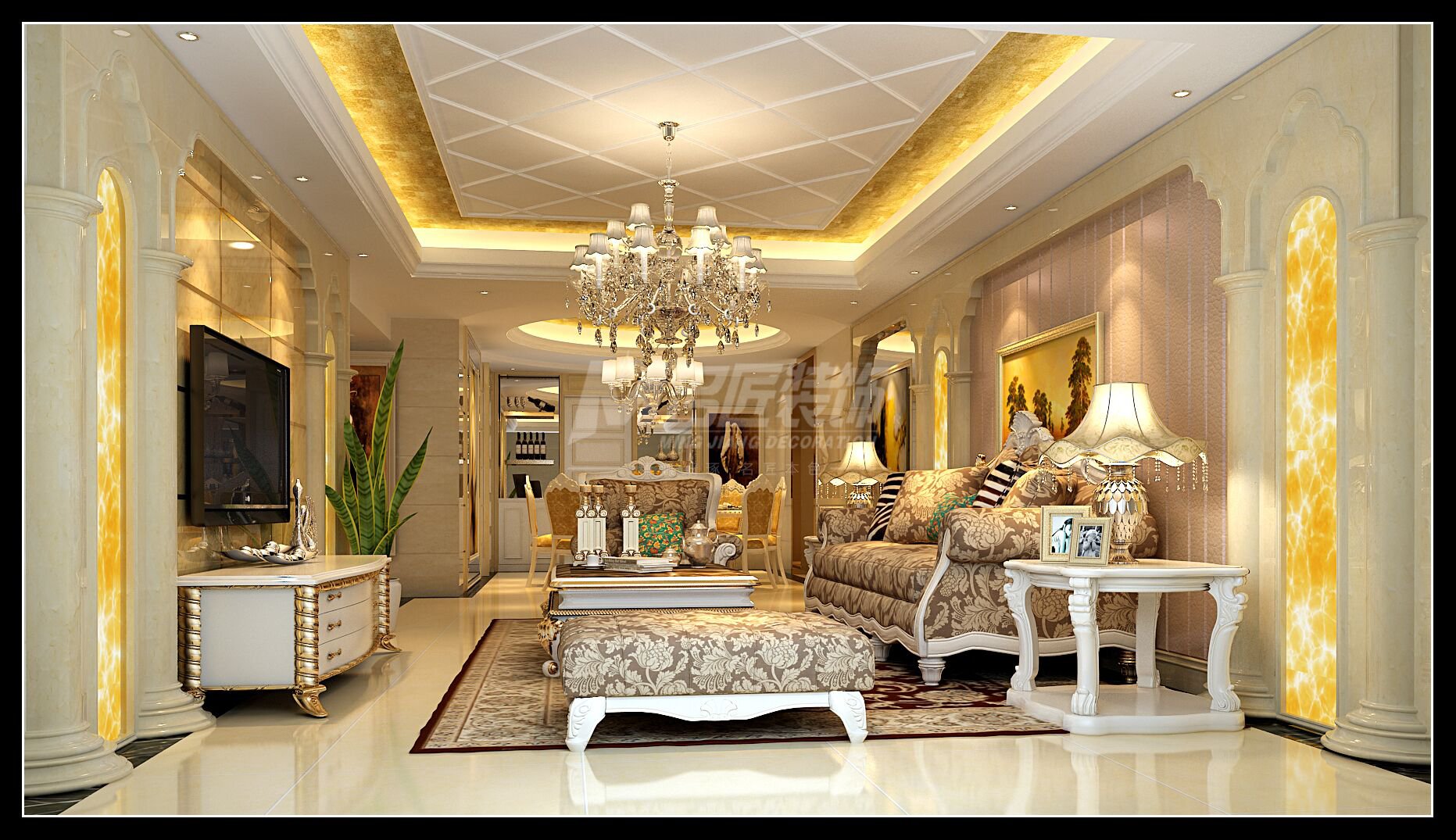 廣州市新城市·宜家歐式風(fēng)格四居室裝修案例