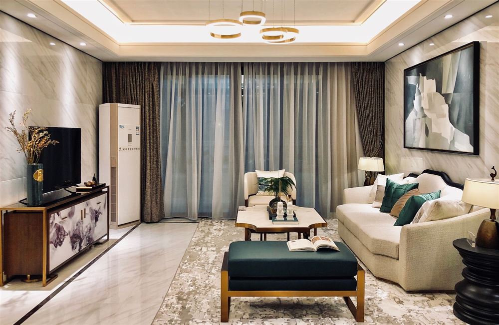 江門市百盈御泉灣新中式風格三居室裝修案例