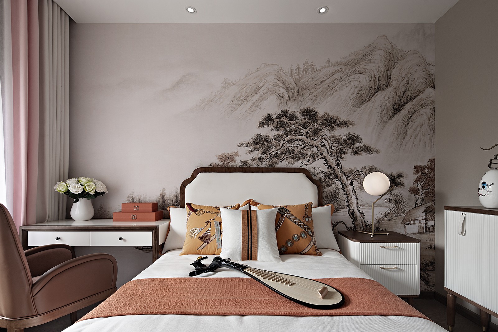 佛山裝修公司新中式風格室內裝修效果圖-主臥 佛山裝修公司新中式風格室內裝修效果圖-主臥