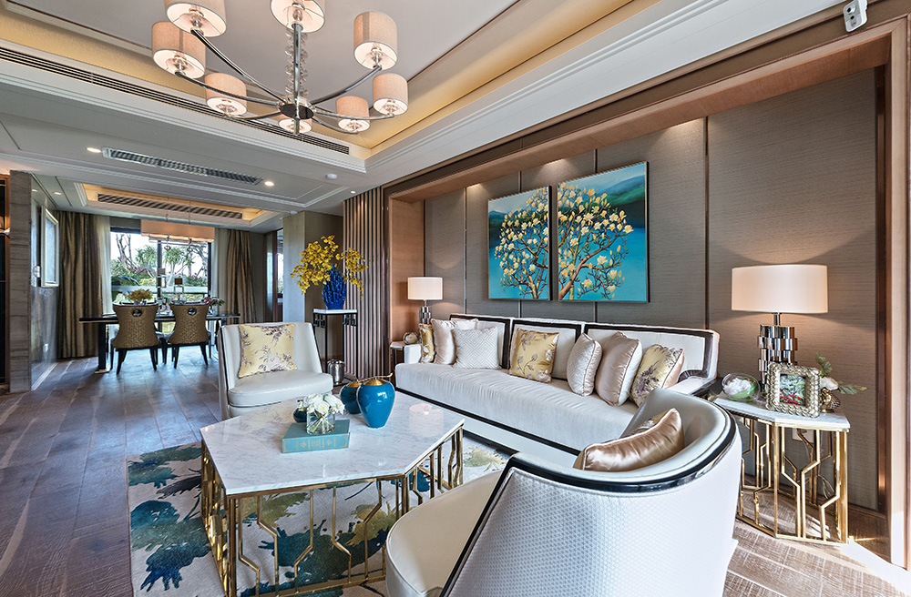 新中式風格室內裝修設計效果圖-恒大西江天悅平層195平米-室內裝修設計客廳 新中式風格室內裝修設計效果圖-恒大西江天悅平層195平米-室內裝修設計客廳