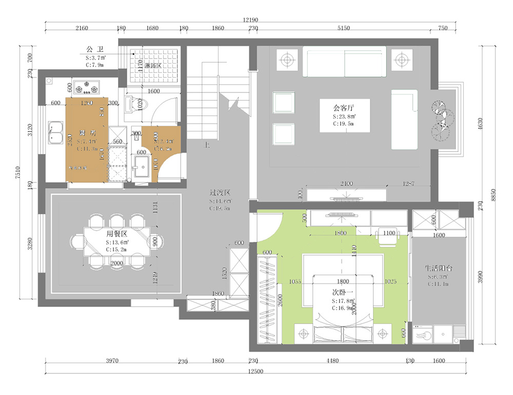 裝修案例新中式風格別墅裝修效果圖-首層布局圖 裝修案例新中式風格別墅裝修效果圖-首層布局圖
