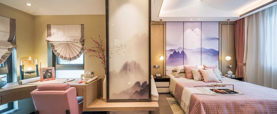 新中式風格別墅家裝案例效果圖-次臥 新中式風格別墅家裝案例效果圖-次臥