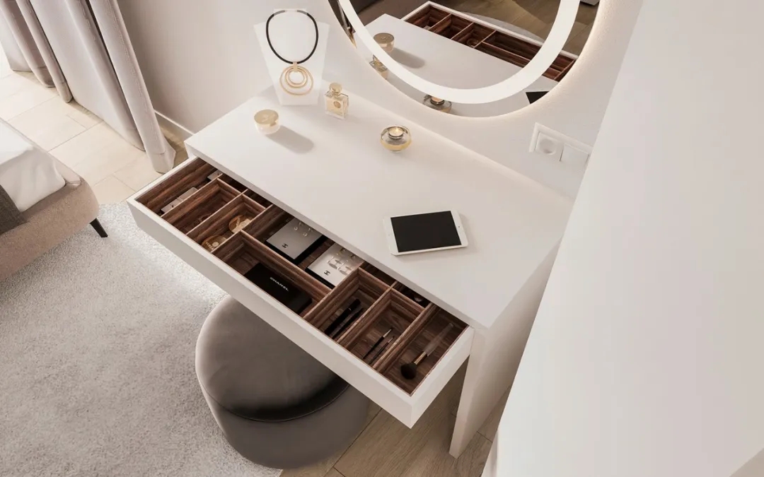 裝修案例輕奢簡約風格室內裝修效果圖-主臥梳妝臺 裝修案例輕奢簡約風格室內裝修效果圖-主臥梳妝臺