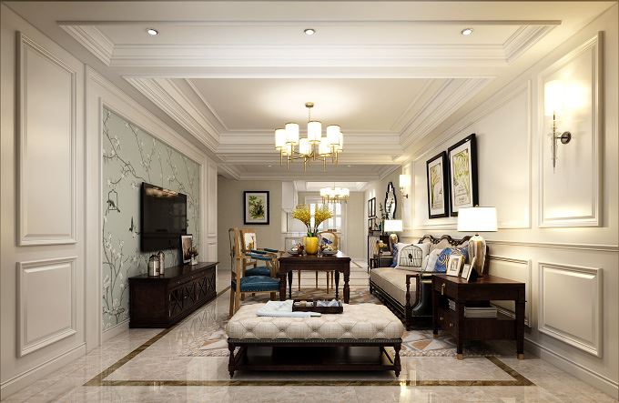 連云港市海棠北路163號小區美式風格四居室裝修案例