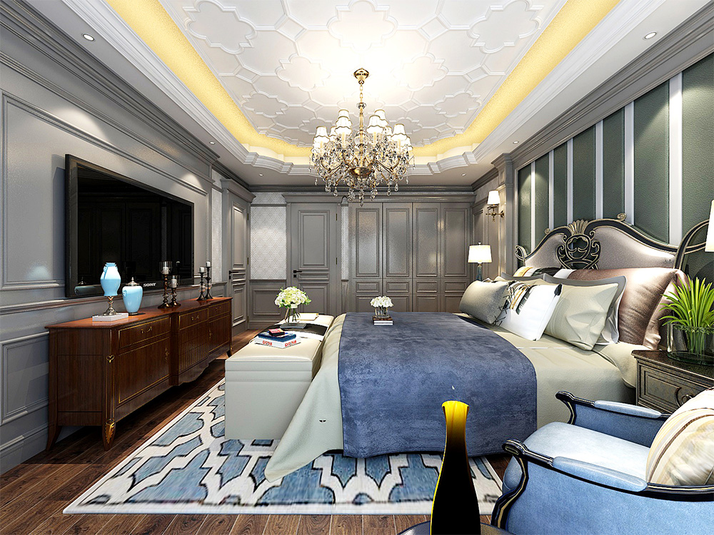 裝修案例經典美式風格別墅裝修效果圖-主臥 裝修案例經典美式風格別墅裝修效果圖-主臥