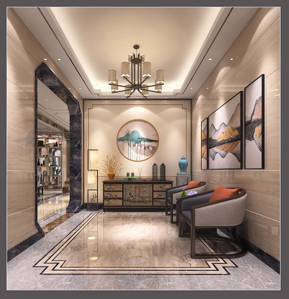 新中式風格別墅裝修效果圖-東逸灣翠河澗四居190平米-玄關 新中式風格別墅裝修效果圖-東逸灣翠河澗四居190平米-玄關