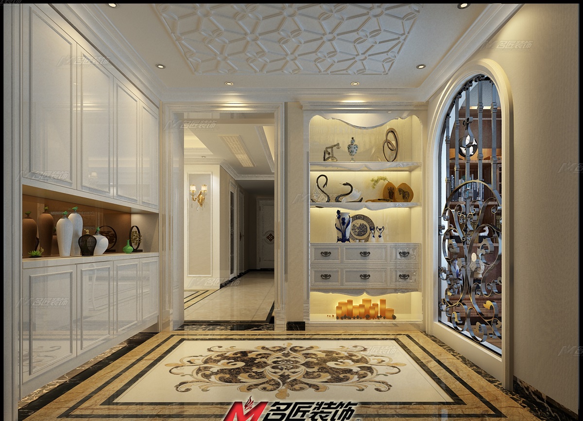 簡歐風格室內裝修設計效果圖-碧桂園嶺南盛世四居180平米-室內裝修設計玄關 簡歐風格室內裝修設計效果圖-碧桂園嶺南盛世四居180平米-室內裝修設計玄關