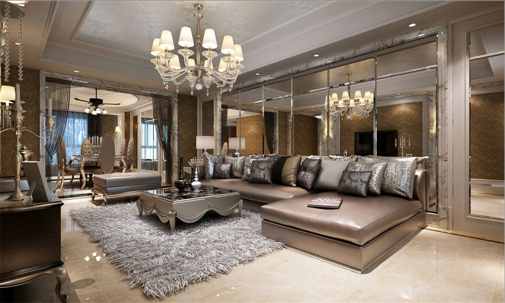 廣州市遠洋招商保利東灣歐式風格四居室裝修案例