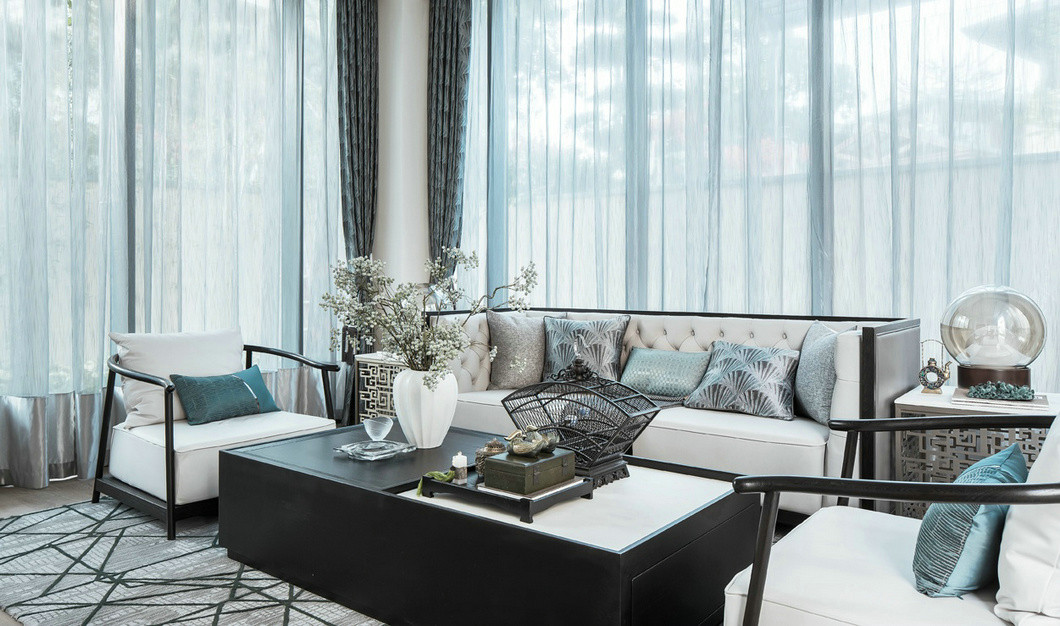 佛山市綠地·拾野川新中式風格四居室裝修案例