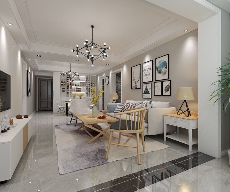 連云港市碧桂園·鳳凰源著北歐風格三居室裝修案例