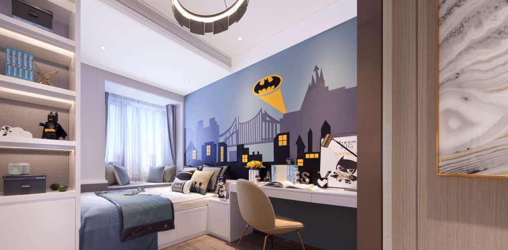 輕奢風格室內家裝案例效果圖-男孩房 輕奢風格室內家裝案例效果圖-男孩房