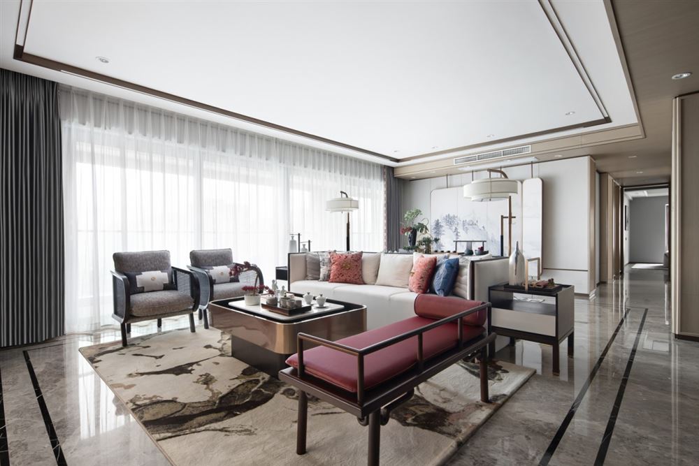 江門市錦繡香江新中式風格三居室裝修案例