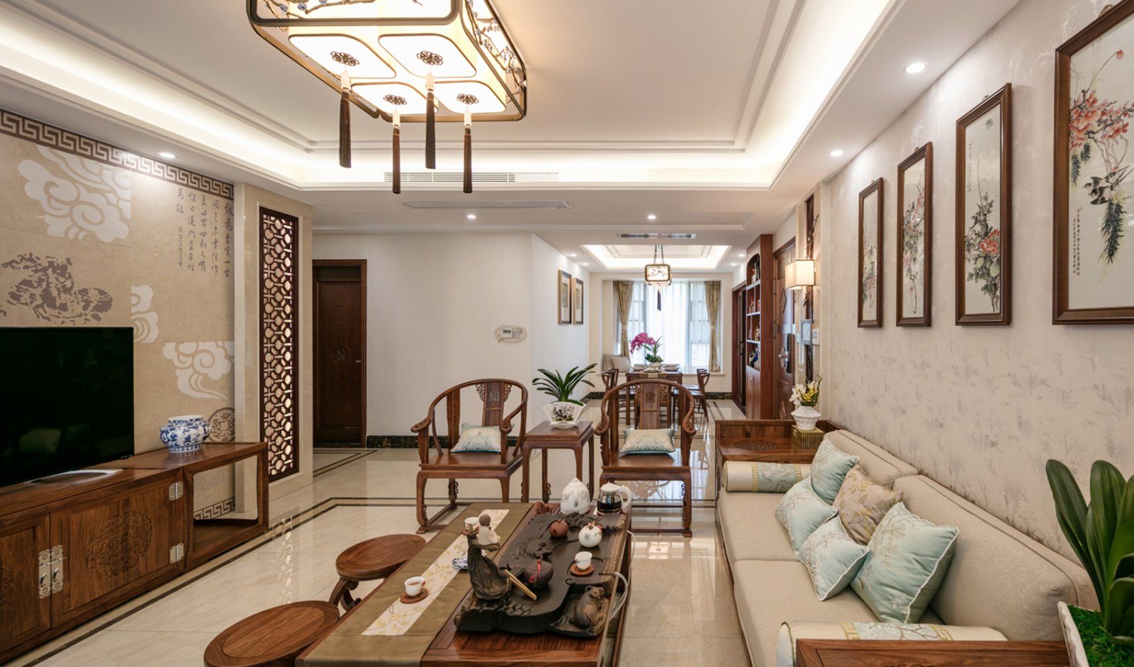 新中式風格家裝設計室內裝修效果圖-客廳 新中式風格家裝設計室內裝修效果圖-客廳