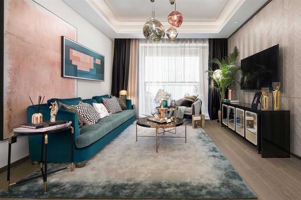 江門市華僑城·云頂輕奢風格三居室裝修案例