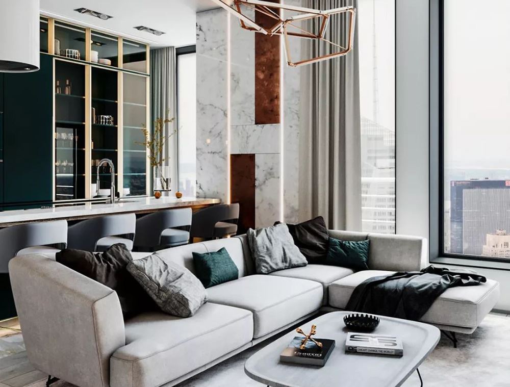 佛山市龍光天宸現代簡約風格二居室裝修案例