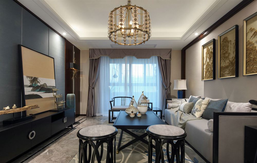 佛山市中交·瀧灣云城新中式風格四居室裝修案例