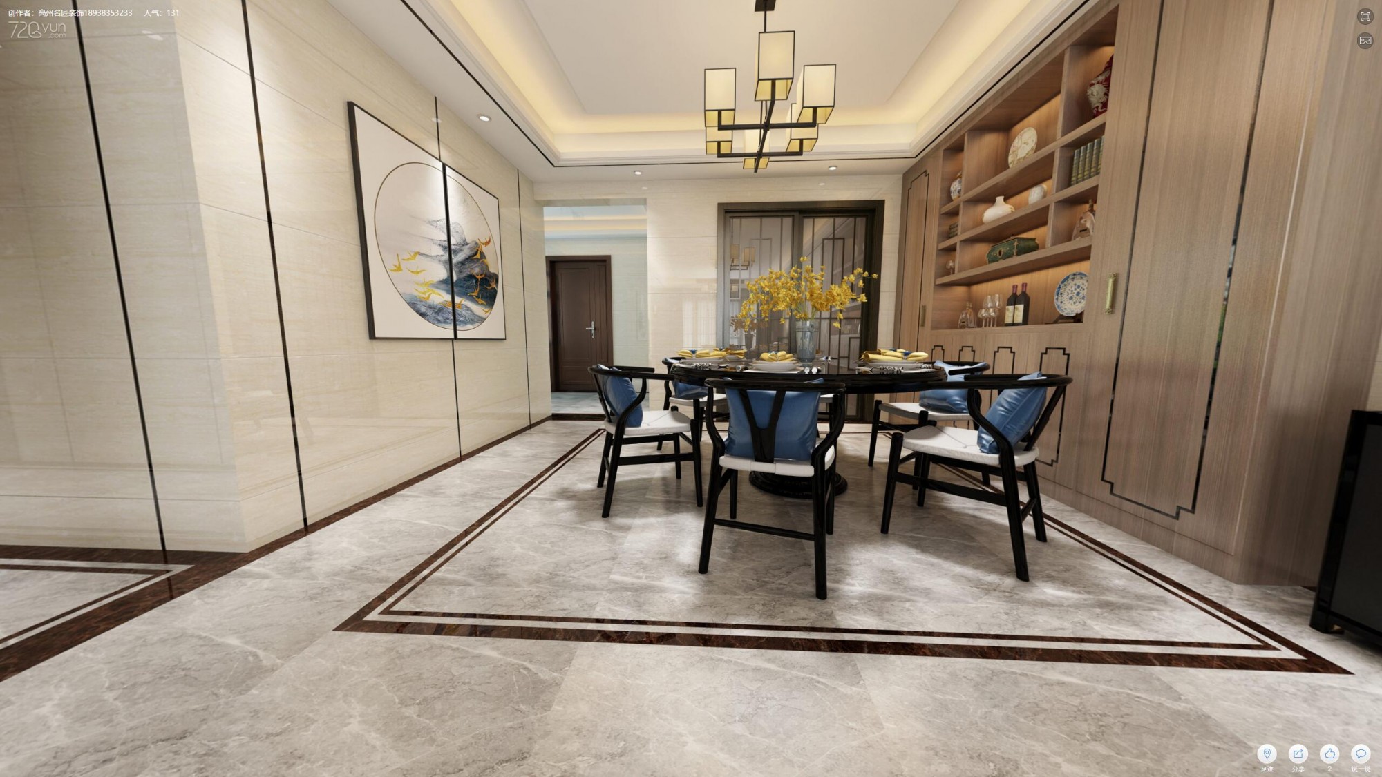 佛山市融創(chuàng)半島壹號新中式風(fēng)格三居室裝修案例