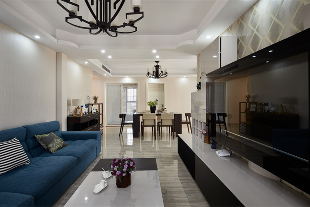 嘉興市尚品公館現代簡約風格三居室裝修案例