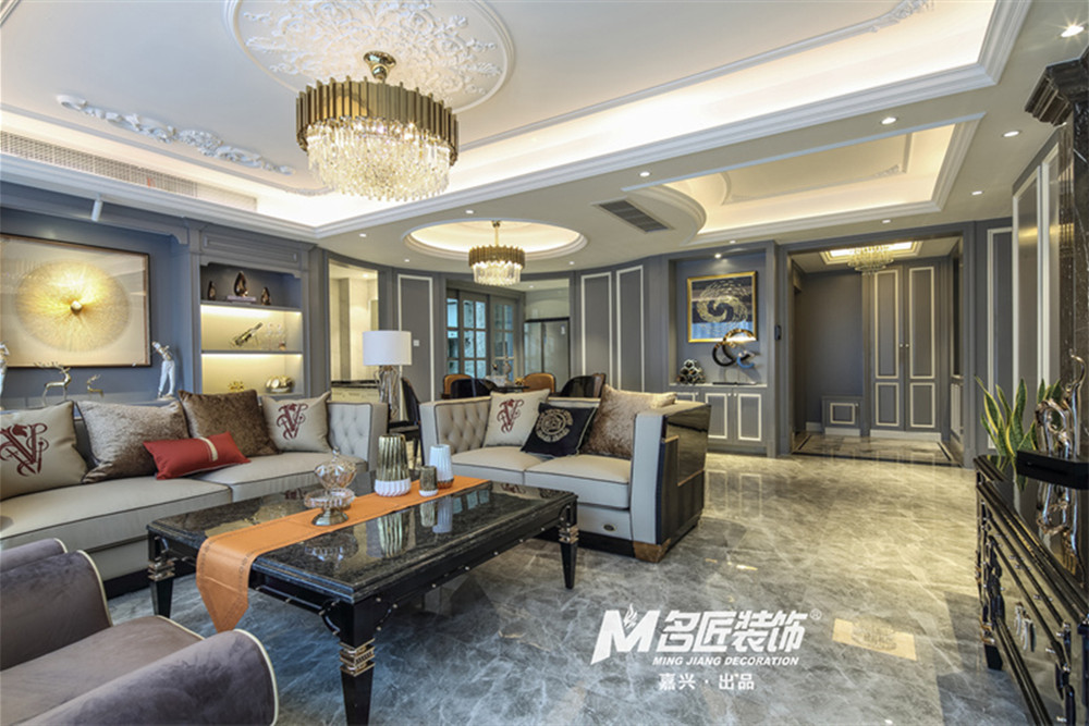 嘉興市鴻翔海棠灣輕奢風格三居室裝修案例