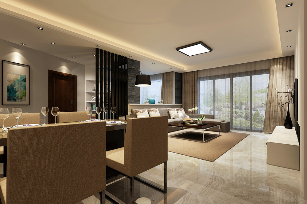 江門市瓏城半山現代簡約風格三居室裝修案例