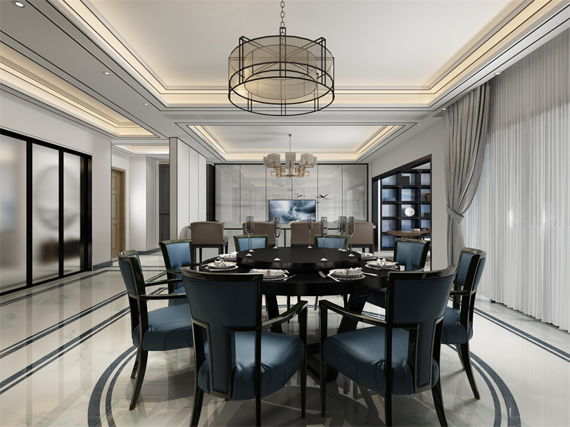 廣州市陽光城麗景灣新中式風格四居室裝修案例