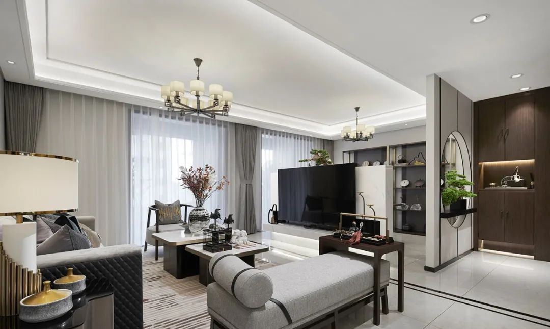 廣州市棠德花園新中式風格三居室裝修案例