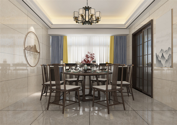 廣州市錦城花園新中式風格四居室裝修案例