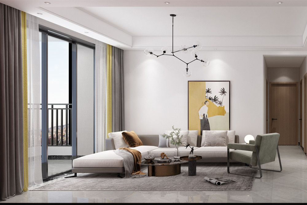 中山市水岸花都現代簡約風格三居室裝修案例