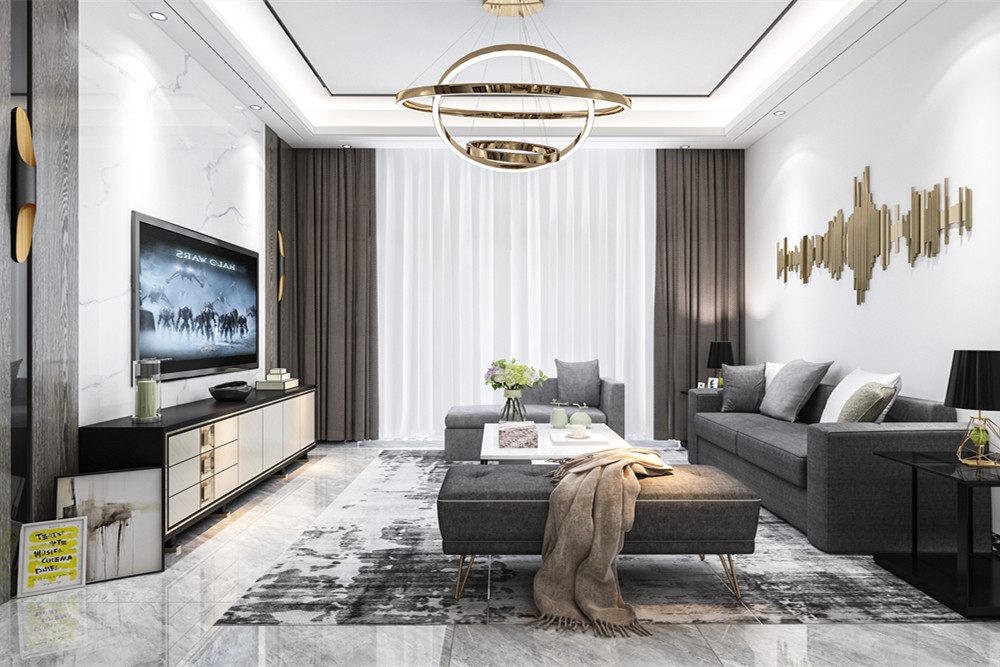 中山市匯盈大廈輕奢風格三居室裝修案例