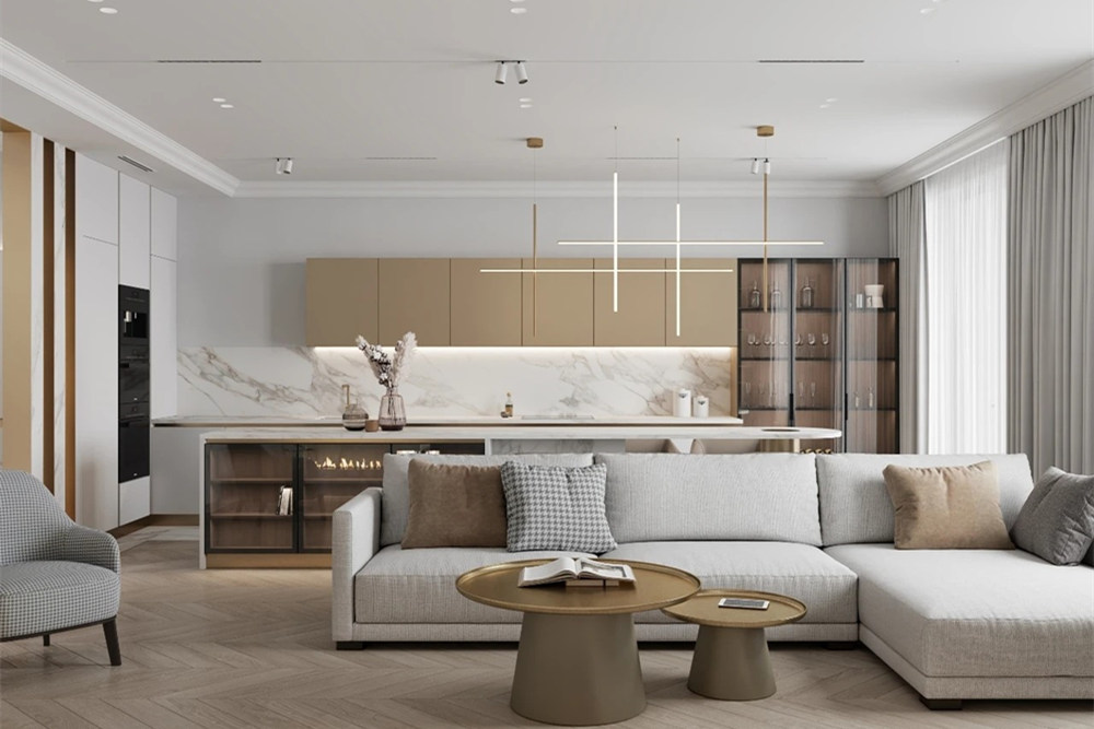 連云港市碧桂園·鳳凰源著輕奢風格三居室裝修案例