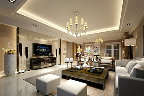 梧州市精通中央公園C區輕奢風格三居室裝修案例