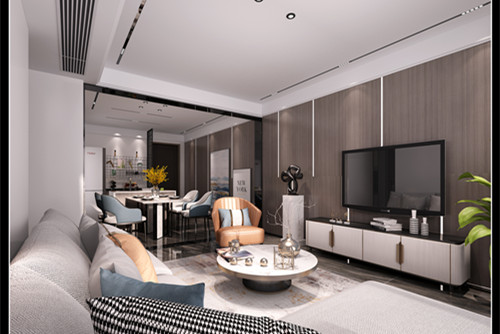 玉林市盛業家園輕奢風格三居室裝修案例