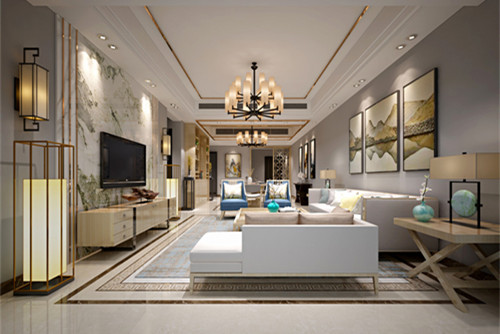 梧州市長虹街28號住宅樓新中式風格三居室裝修案例