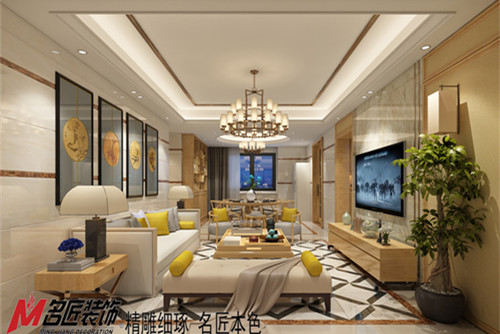 梧州101-200平米新中式風(fēng)格海駿達花園裝修設(shè)計效果圖