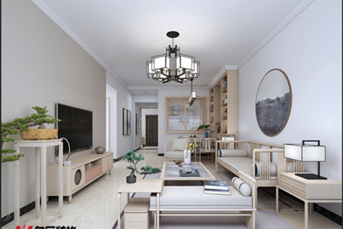 梧州市富安花苑新中式風(fēng)格三居室裝修案例