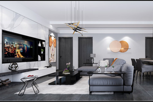 德陽市香港花園現代簡約風格三居室裝修案例