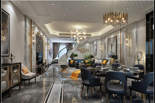 德陽市安國靜苑輕奢風格三居室裝修案例