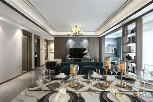 德陽市茶盤街23號院輕奢風格三居室裝修案例