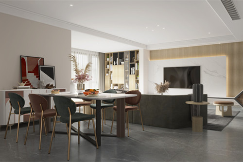 德陽市安國靜苑輕奢風格三居室裝修案例