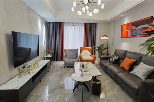 德陽市半邊街小區現代簡約風格三居室裝修案例