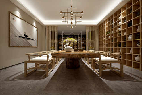 百色市機械廠生活區(qū)新中式風格別墅裝修案例