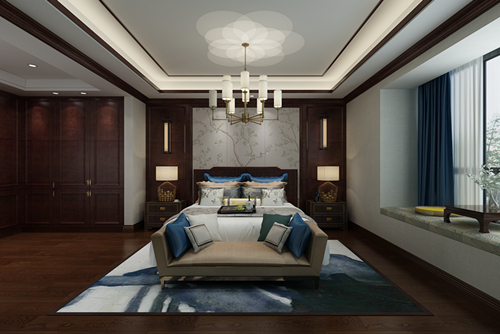 百色市東方明珠小區新中式風格四居室裝修案例