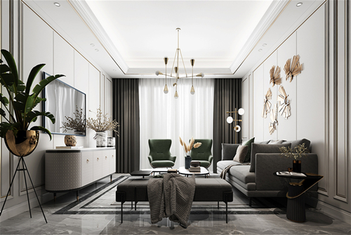 遂寧市翰林御錦輕奢風格三居室裝修案例