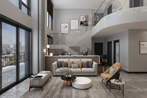 江門市明泰城輕奢風格復式裝修案例