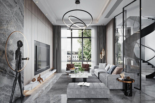 涼山彝族自治州安寧小區現代風格別墅裝修案例