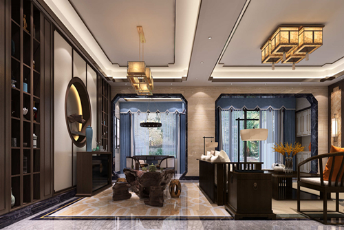 佛山市時代南灣新中式風格別墅裝修案例